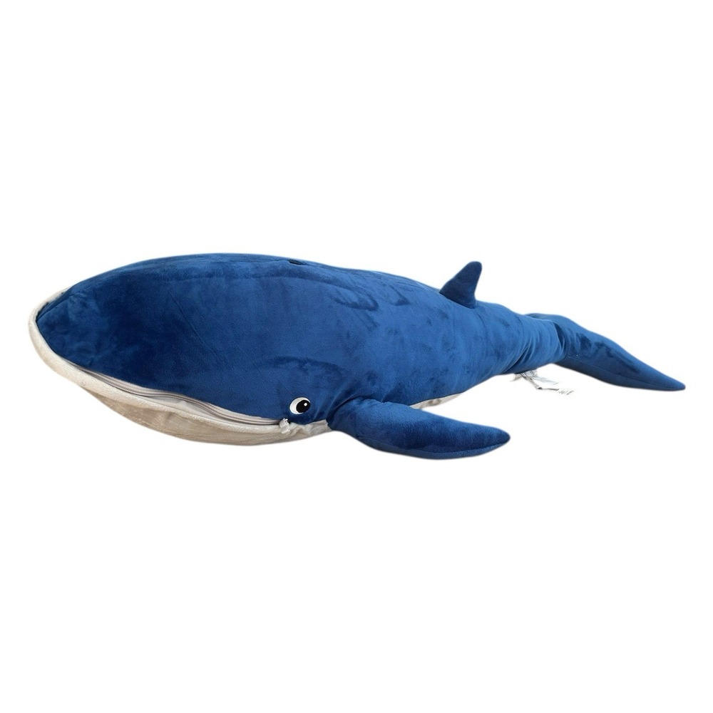 IKEA BLAVINGAD Blue Whale Soft Plush Stuffed Animal Kids Toy 39" Zipper Mouth